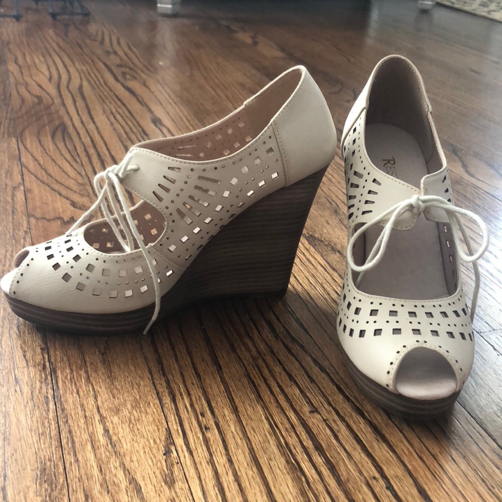 Cream wedges by Restricted *cutest shoes ever!